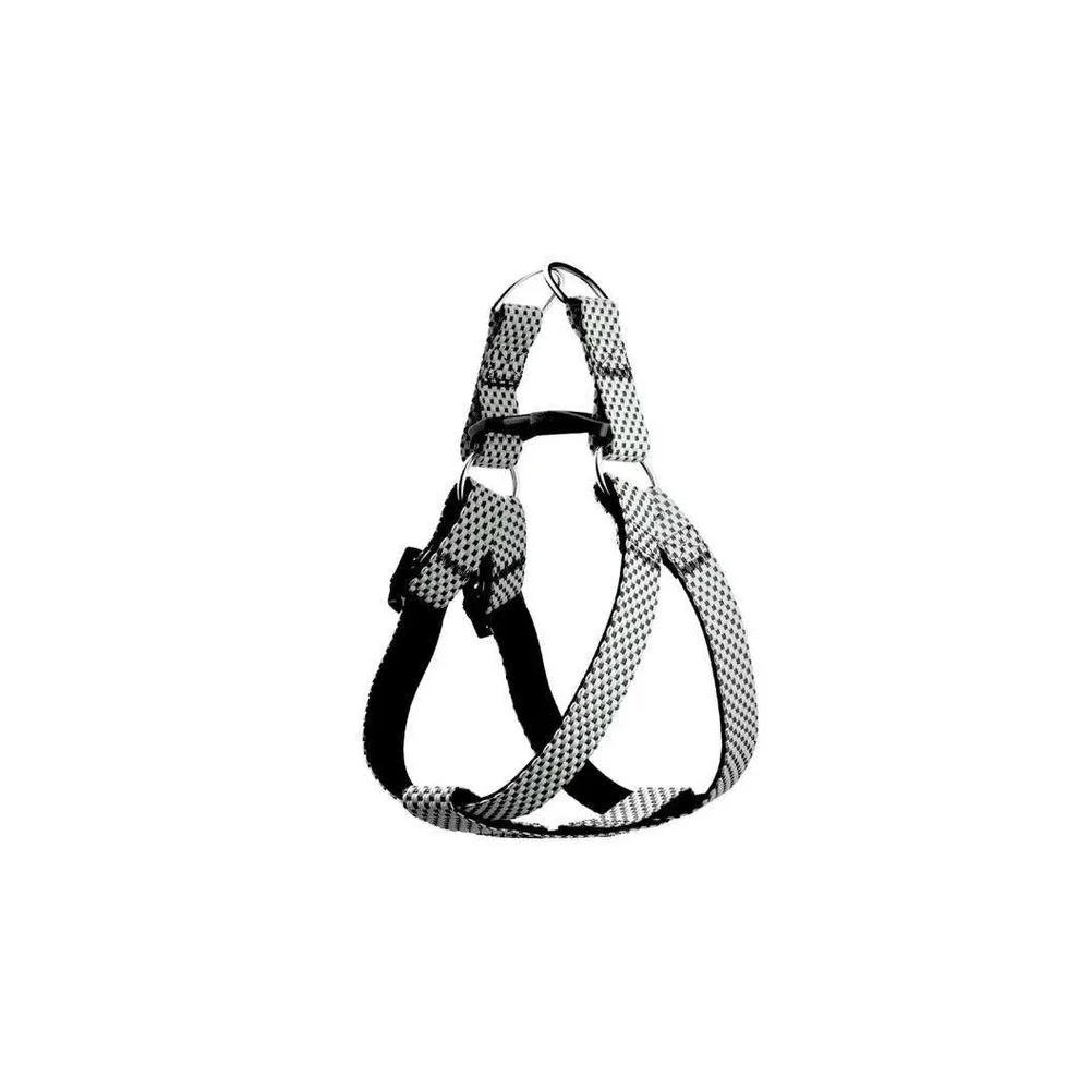 Adjustable Nylon Dog Harness Black White Step In Medium Dogs 20 to 50lbs